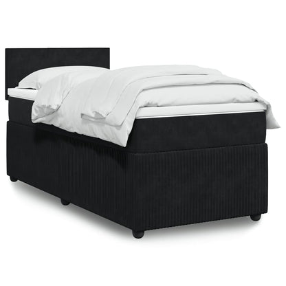 Box Spring Postel S Matrací Černá Samet Černá