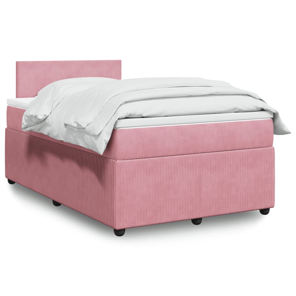 Box Spring Postel S Matrací Samet Růžová