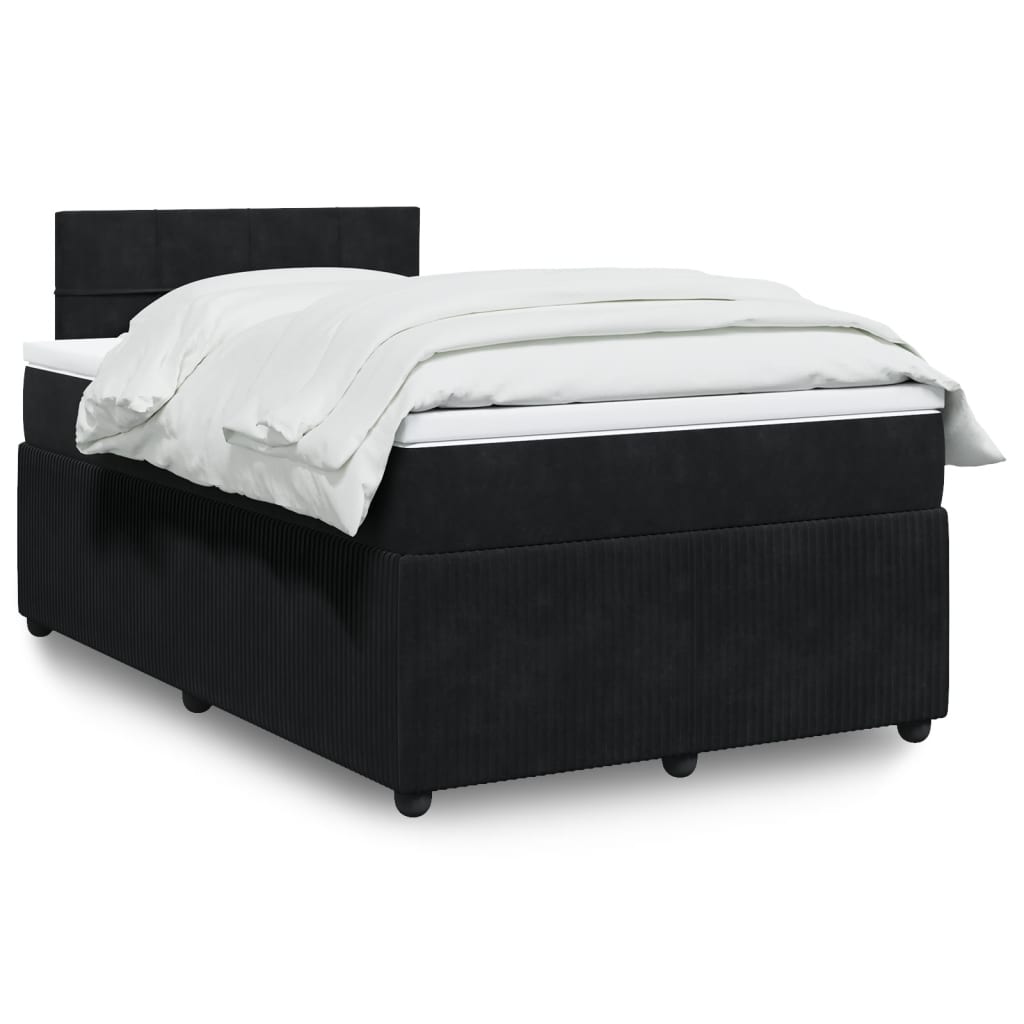 Box Spring Postel S Matrací Černá Samet Černá