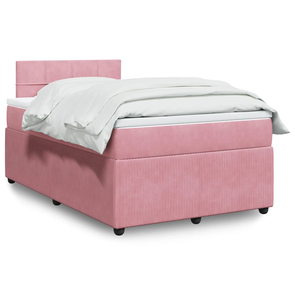 Box Spring Postel S Matrací Samet Růžová