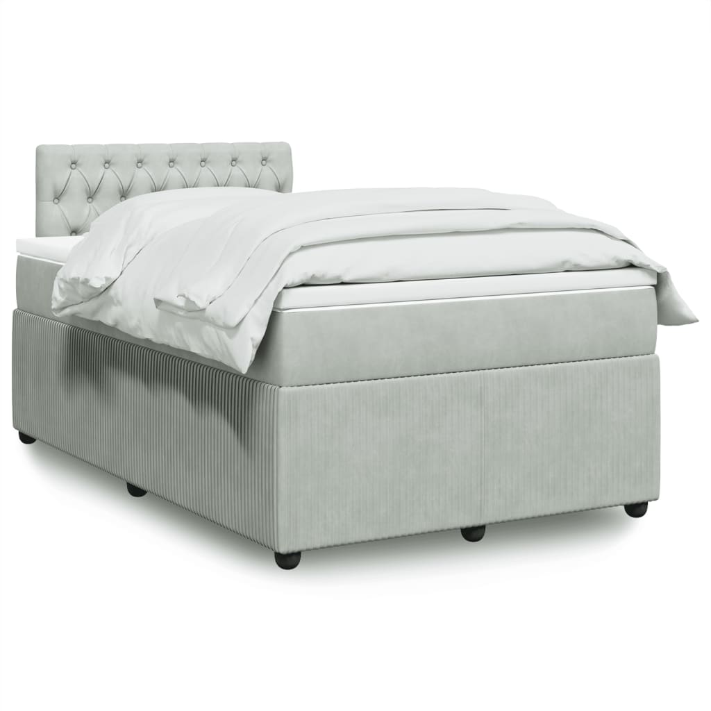 Box Spring Postel S Matrací Samet Světle Šedá