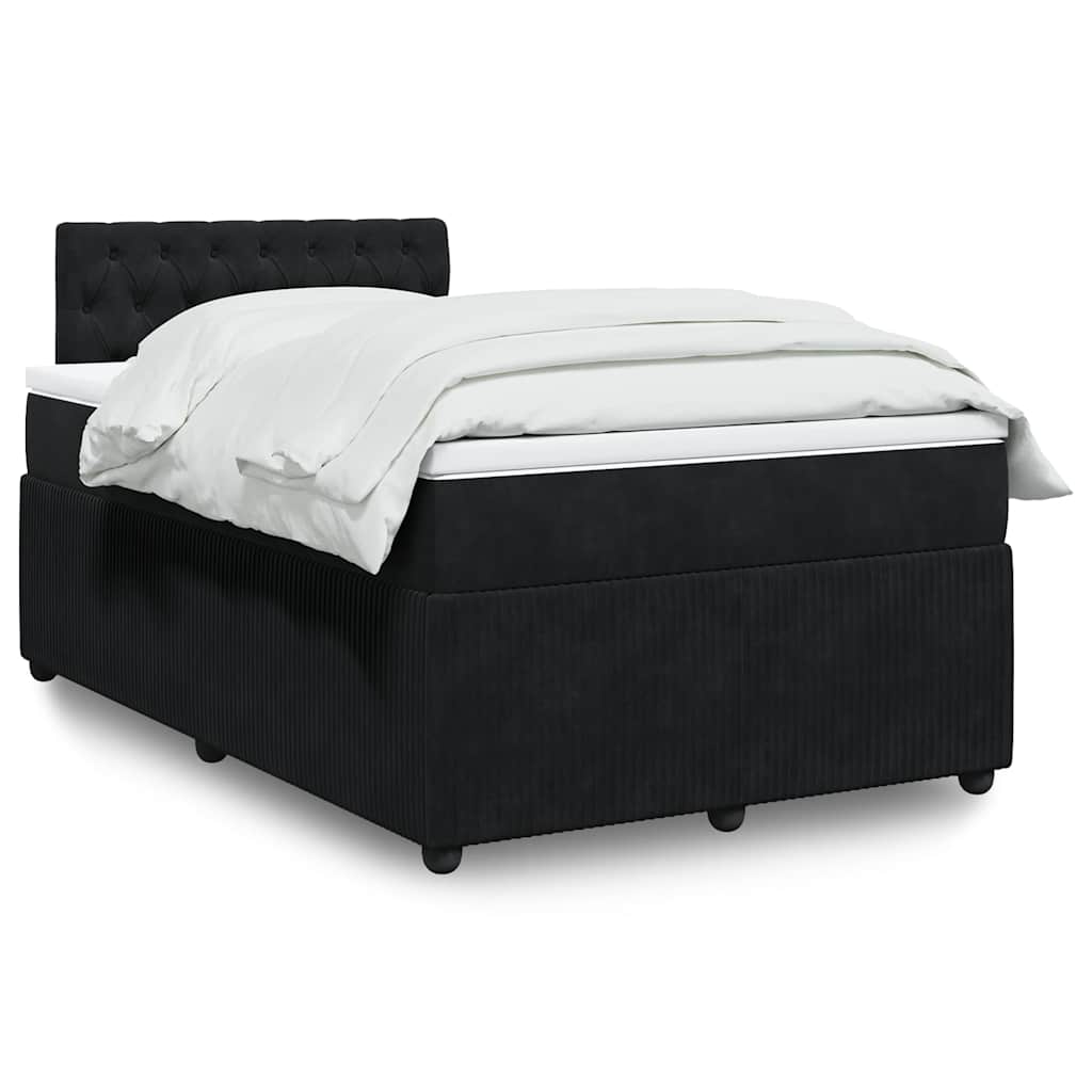 Box Spring Postel S Matrací Černá Samet Černá