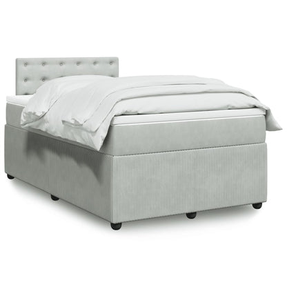 Box Spring Postel S Matrací Samet Světle Šedá