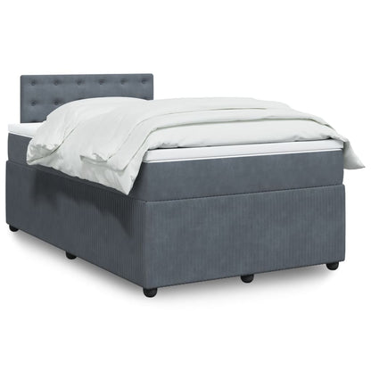 Box Spring Postel S Matrací Samet Tmavě Šedá