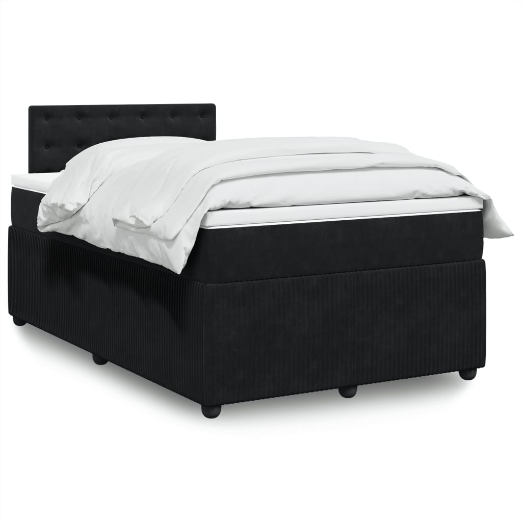 Box Spring Postel S Matrací Černá Samet Černá