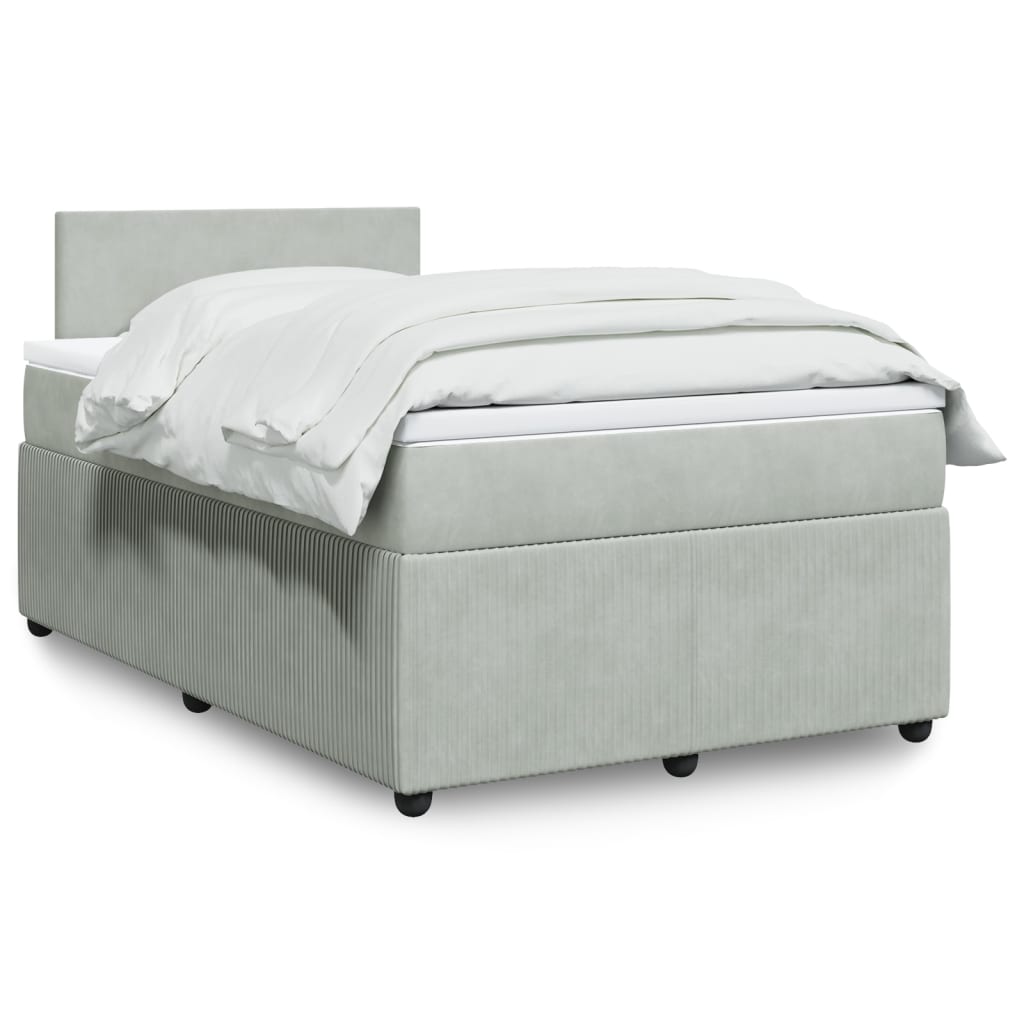 Box Spring Postel S Matrací Samet Světle Šedá