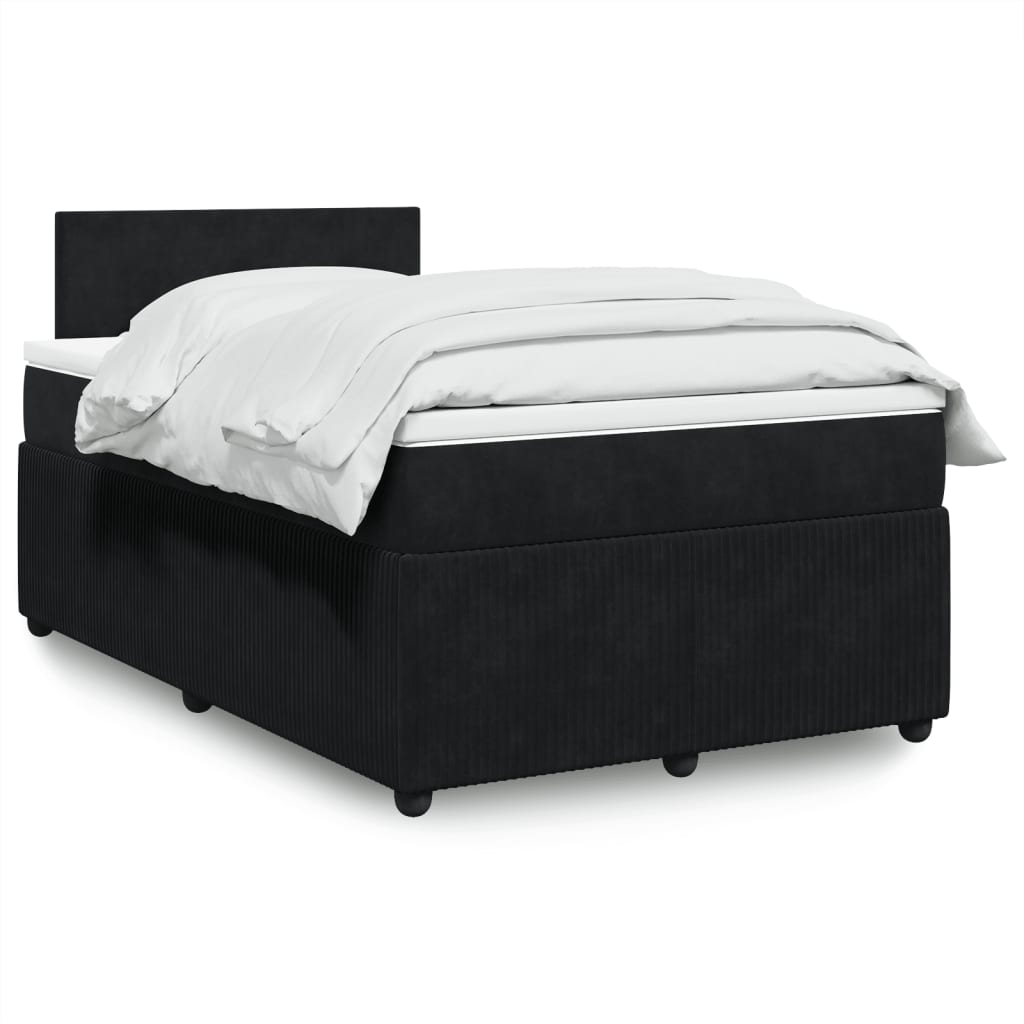 Box Spring Postel S Matrací Černá Samet Černá
