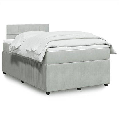 Box Spring Postel S Matrací Samet Světle Šedá