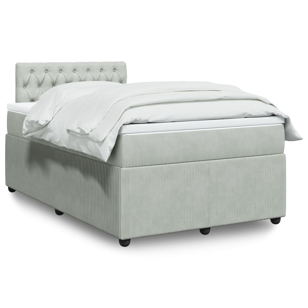 Box Spring Postel S Matrací Samet Světle Šedá