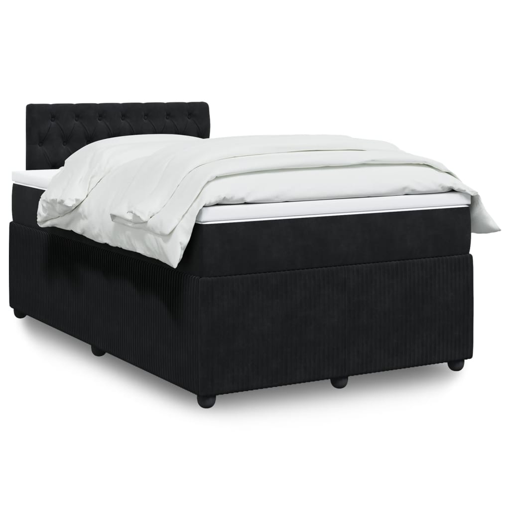 Box Spring Postel S Matrací Černá Samet Černá