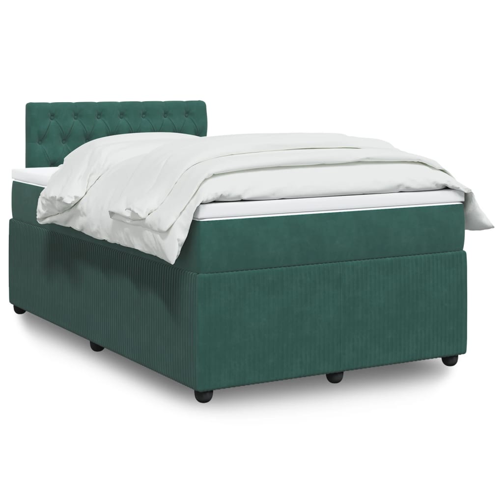 Box Spring Postel S Matrací Samet Tmavě Zelená