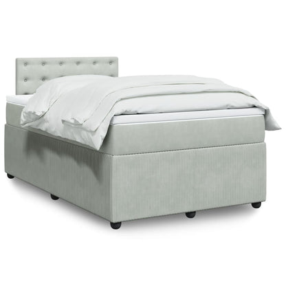 Box Spring Postel S Matrací Samet Světle Šedá