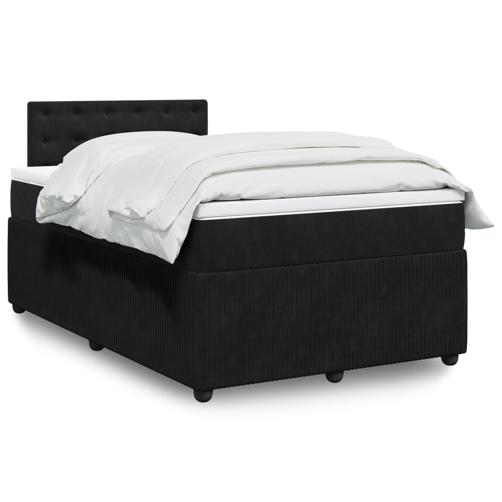 Box Spring Postel S Matrací Černá Samet Černá