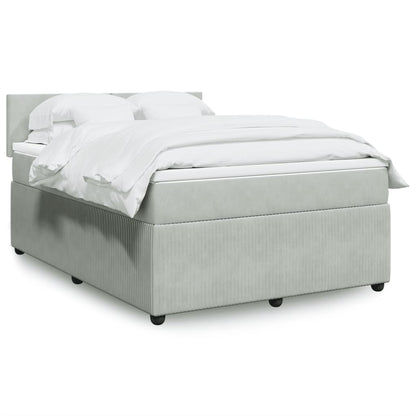 Box Spring Postel S Matrací Samet Světle Šedá