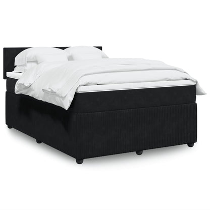 Box Spring Postel S Matrací Černá Samet Černá