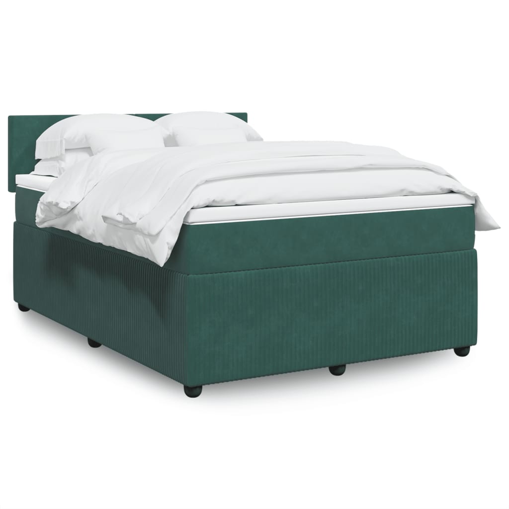 Box Spring Postel S Matrací Samet Tmavě Zelená