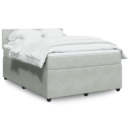 Box Spring Postel S Matrací Samet Světle Šedá
