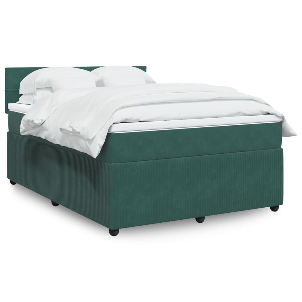 Box Spring Postel S Matrací Samet Tmavě Zelená