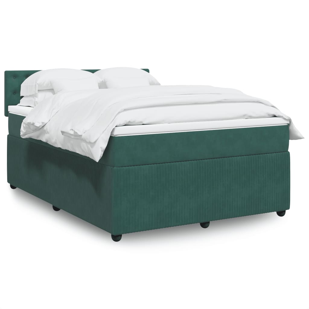 Box Spring Postel S Matrací Samet Tmavě Zelená