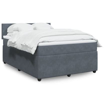 Box Spring Postel S Matrací Samet Tmavě Šedá
