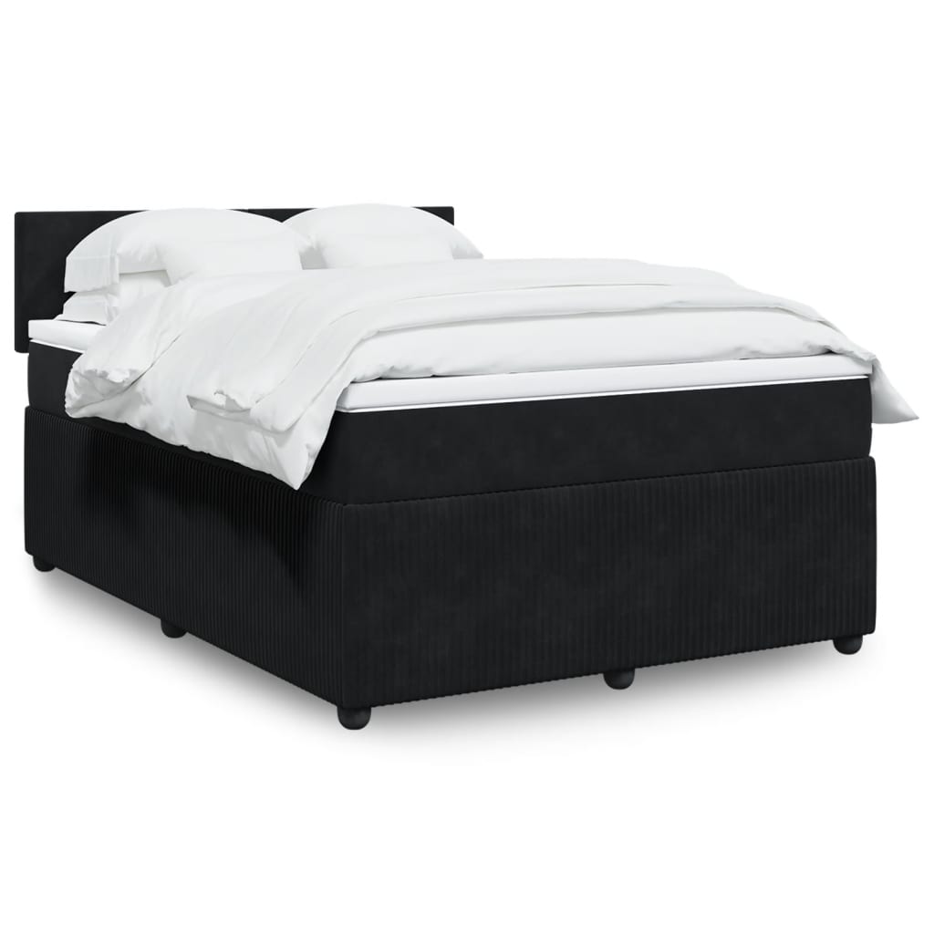 Box Spring Postel S Matrací Černá Samet Černá