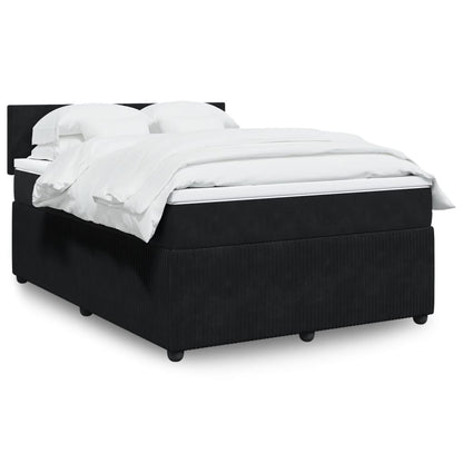 Box Spring Postel S Matrací Černá Samet Černá