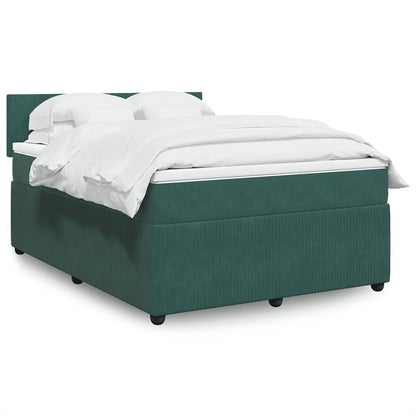 Box Spring Postel S Matrací Samet Tmavě Zelená