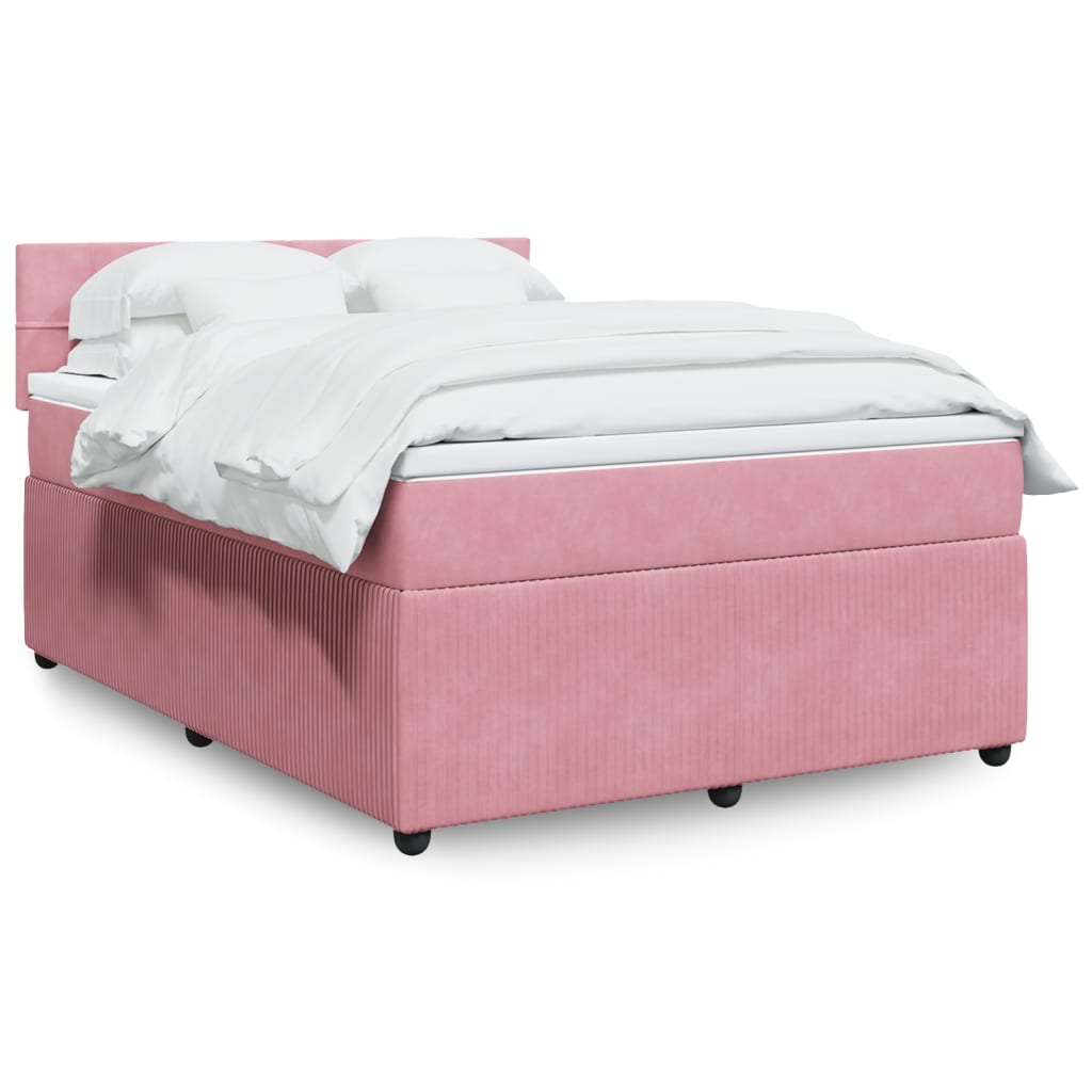 Box Spring Postel S Matrací Samet Růžová