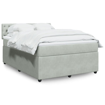 Box Spring Postel S Matrací Samet Světle Šedá
