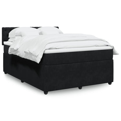 Box Spring Postel S Matrací Černá Samet Černá