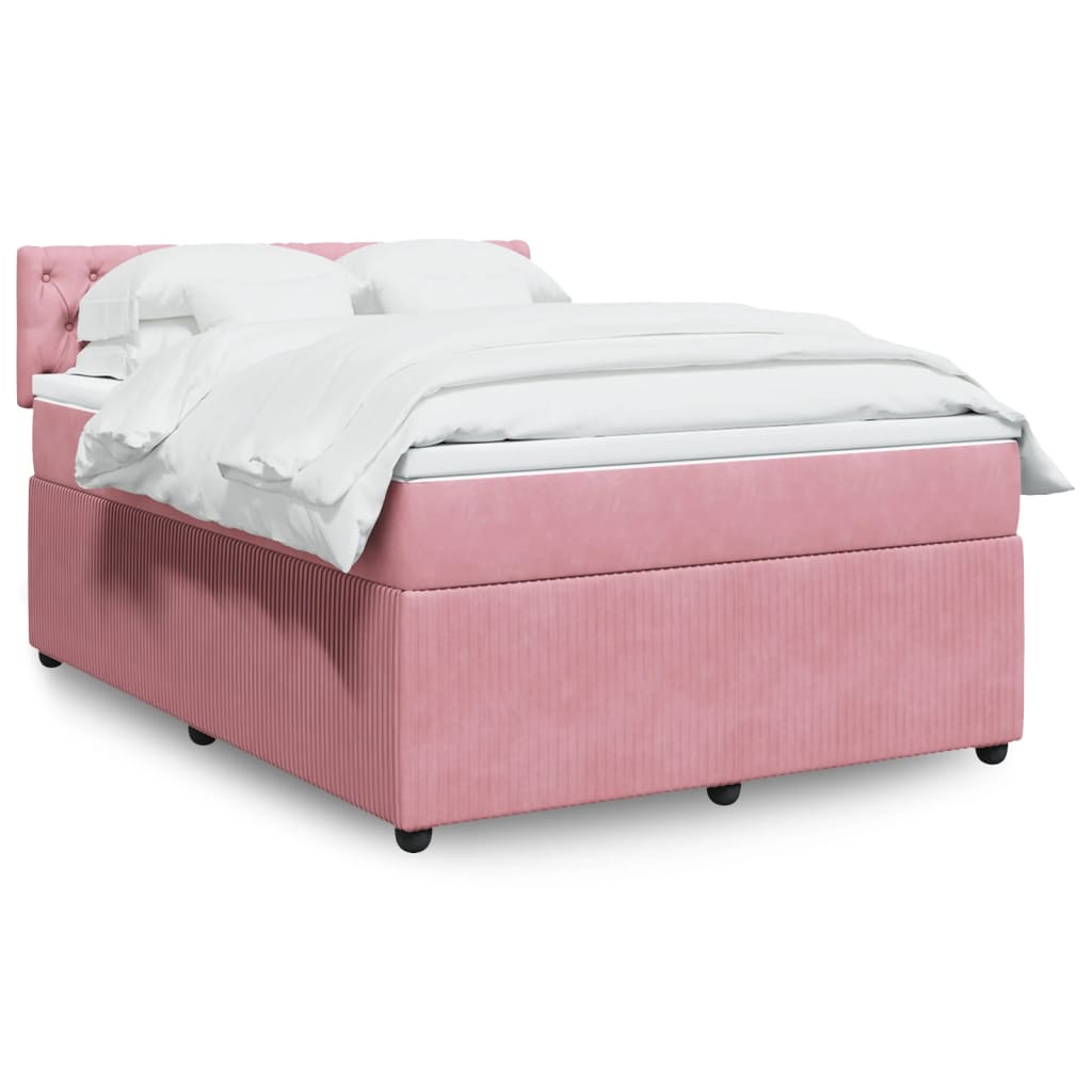 Box Spring Postel S Matrací Samet Růžová