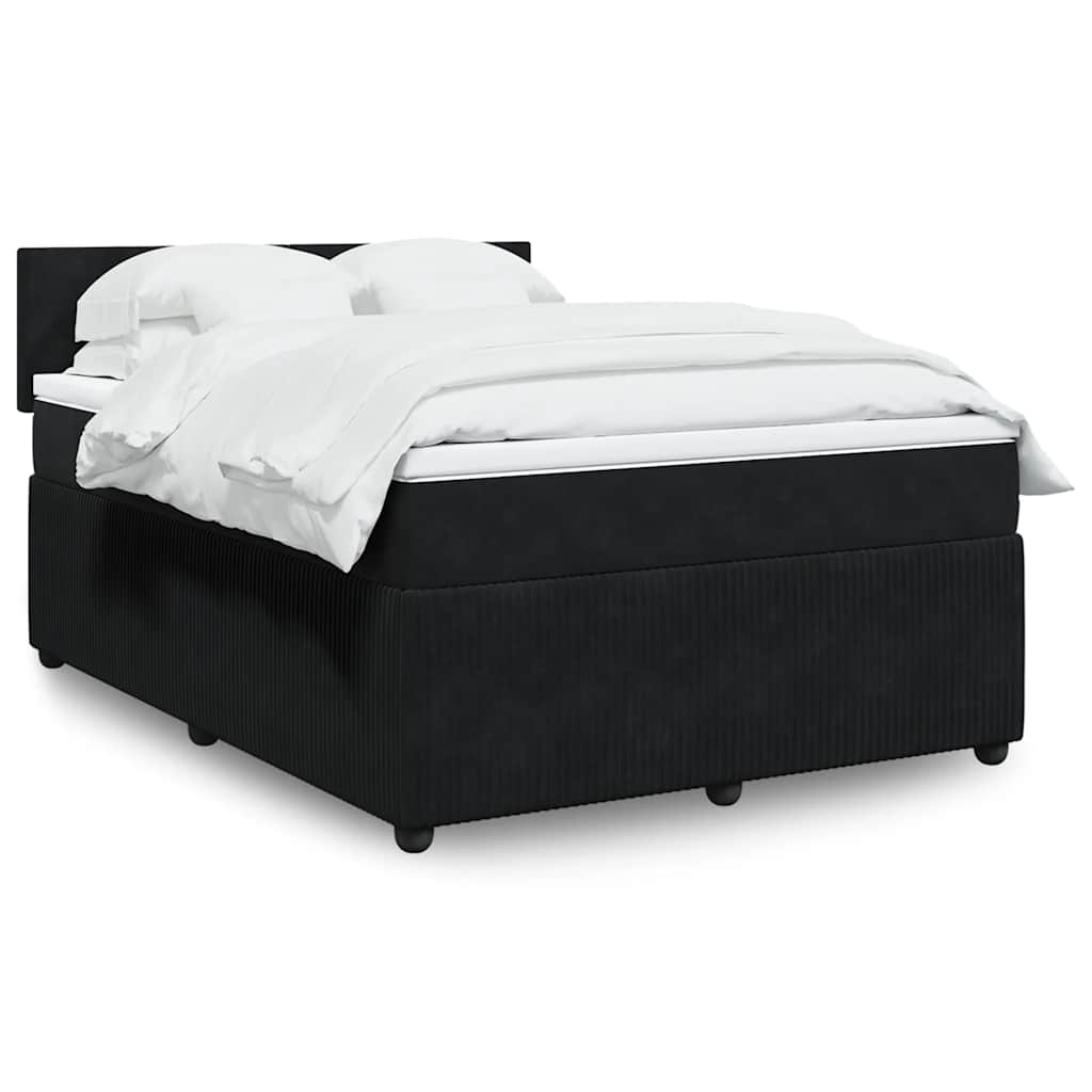 Box Spring Postel S Matrací Černá Samet Černá