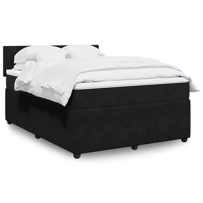 Box Spring Postel S Matrací Černá Samet Černá
