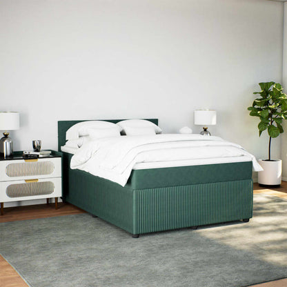 Box Spring Postel S Matrací Tmavě Zelená Samet Tmavě Hnědá