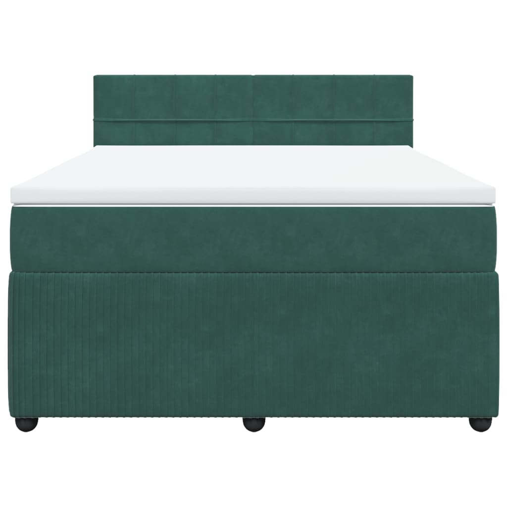 Box Spring Postel S Matrací Tmavě Zelená Samet Tmavě Hnědá