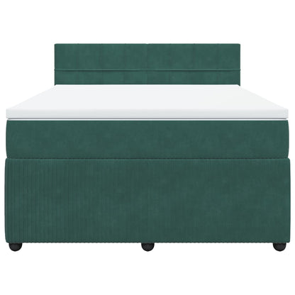 Box Spring Postel S Matrací Tmavě Zelená Samet Tmavě Hnědá