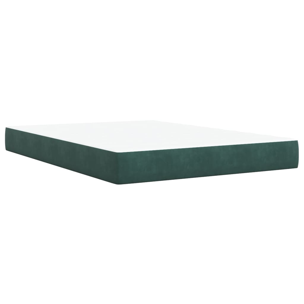Box Spring Postel S Matrací Tmavě Zelená Samet Tmavě Hnědá