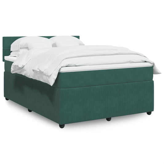 Box Spring Postel S Matrací Tmavě Zelená Samet Tmavě Hnědá