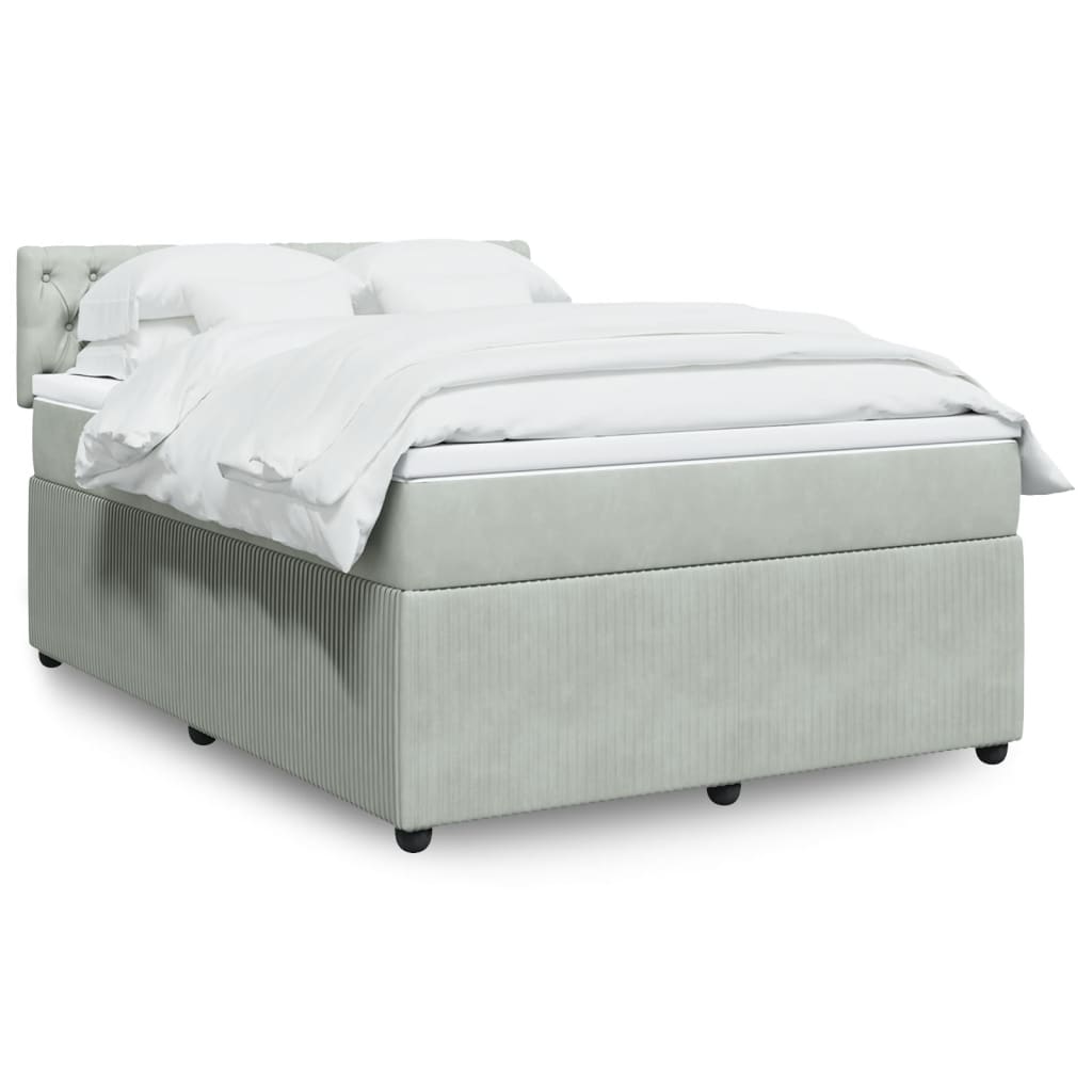 Box Spring Postel S Matrací Samet Světle Šedá