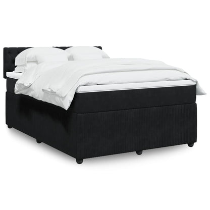 Box Spring Postel S Matrací Černá Samet Černá