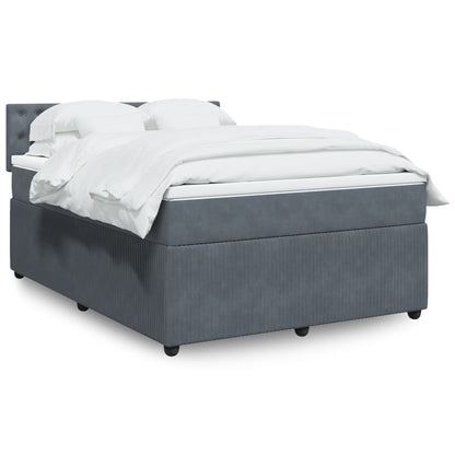 Box Spring Postel S Matrací Samet Tmavě Šedá