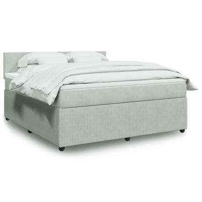 Box Spring Postel S Matrací Samet Světle Šedá