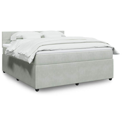 Box Spring Postel S Matrací Samet Světle Šedá