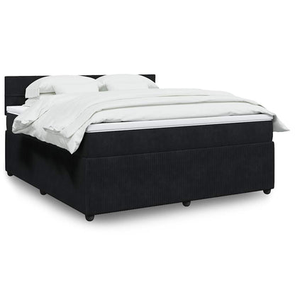 Box Spring Postel S Matrací Černá Samet Černá