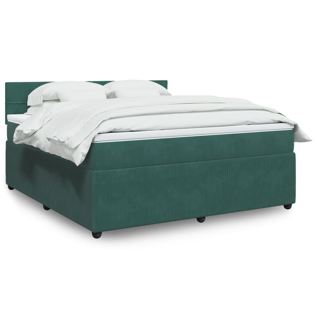 Box Spring Postel S Matrací Samet Tmavě Zelená