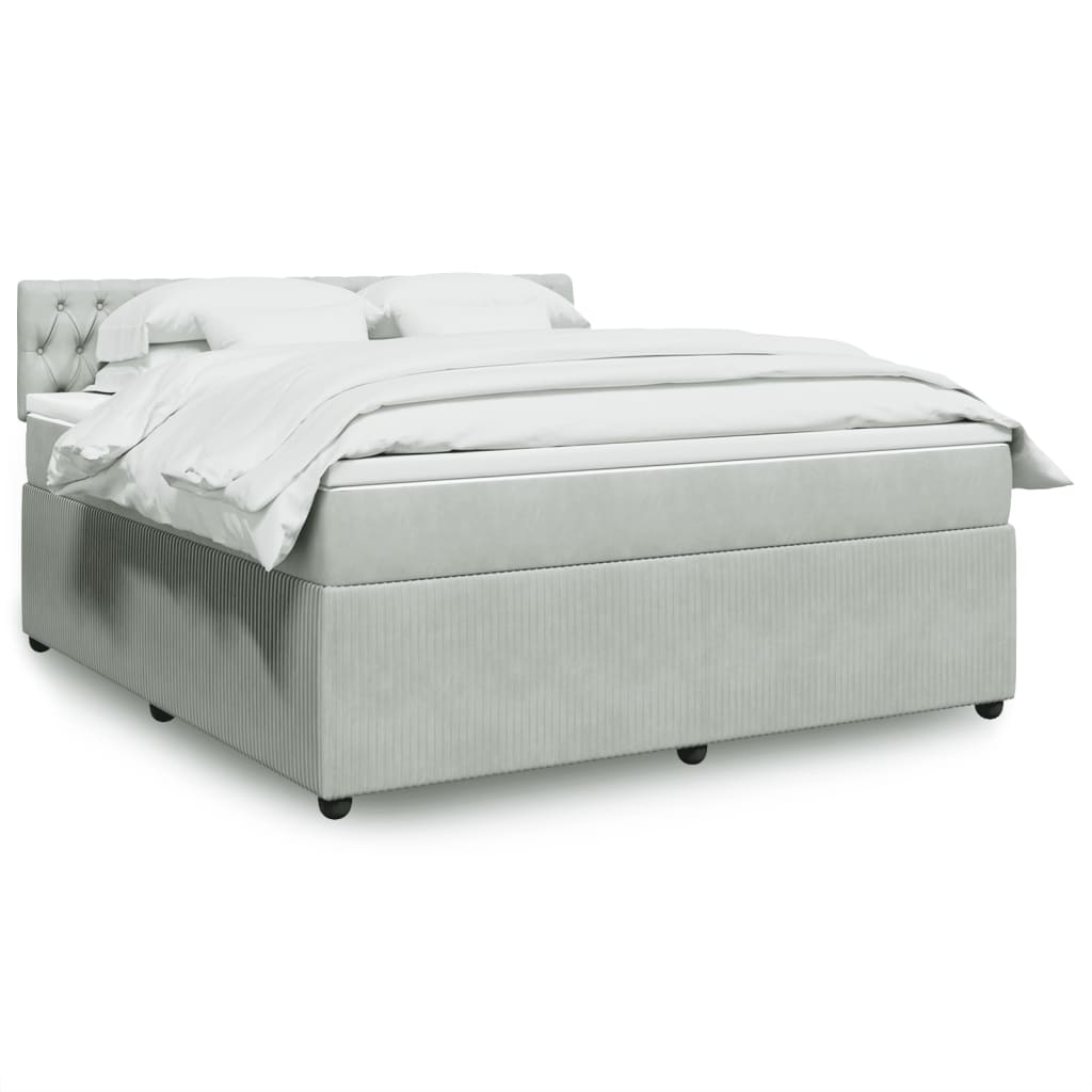 Box Spring Postel S Matrací Samet Světle Šedá