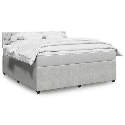 Box Spring Postel S Matrací Samet Světle Šedá