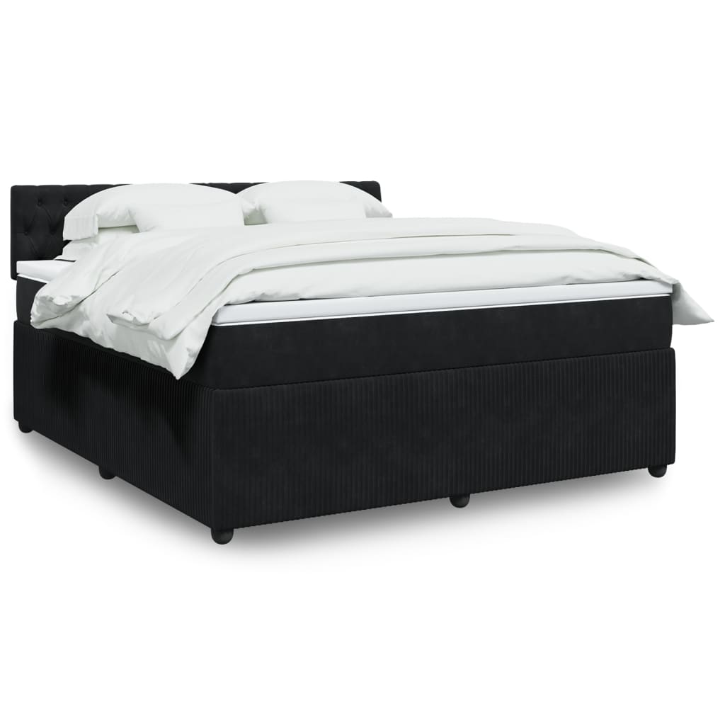 Box Spring Postel S Matrací Černá Samet Černá