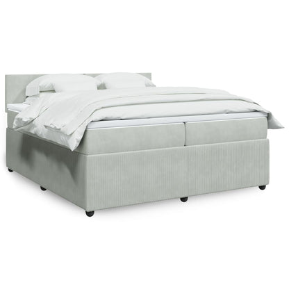 Box Spring Postel S Matrací Samet Světle Šedá