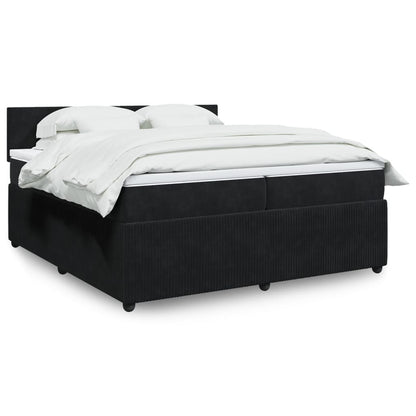Box Spring Postel S Matrací Černá Samet Černá